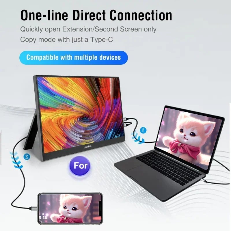 Anmite 14 Inch Touch Portable Monitor 1200P HDR IPS Gaming Monitor USB TYPE C HDMI For Phone Laptop Desktop PS4 - Image 3